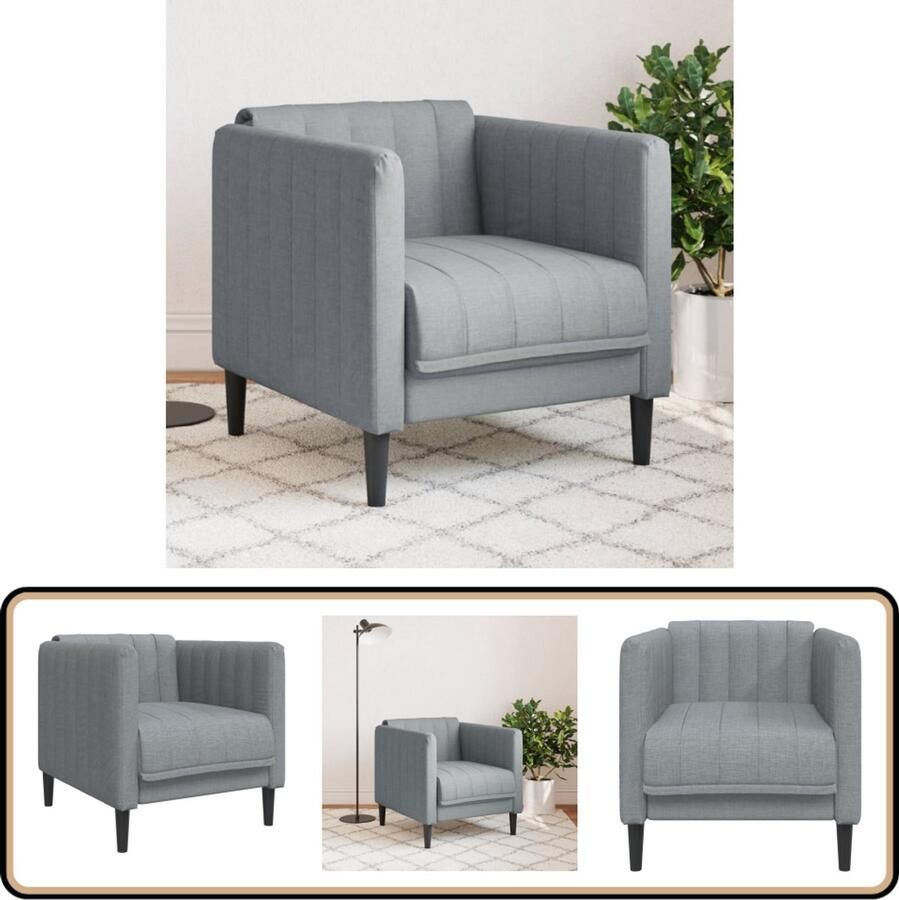 VidaXL Fauteuil Stof Lichtgrijs Comfortabel Design Fauteuil Lounge Stoel Relaxstoel Huiskamermeubilair Moderne Fauteuil - Foto 3