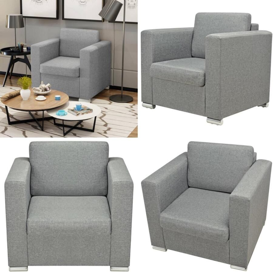 VidaXL Fauteuil stof lichtgrijs