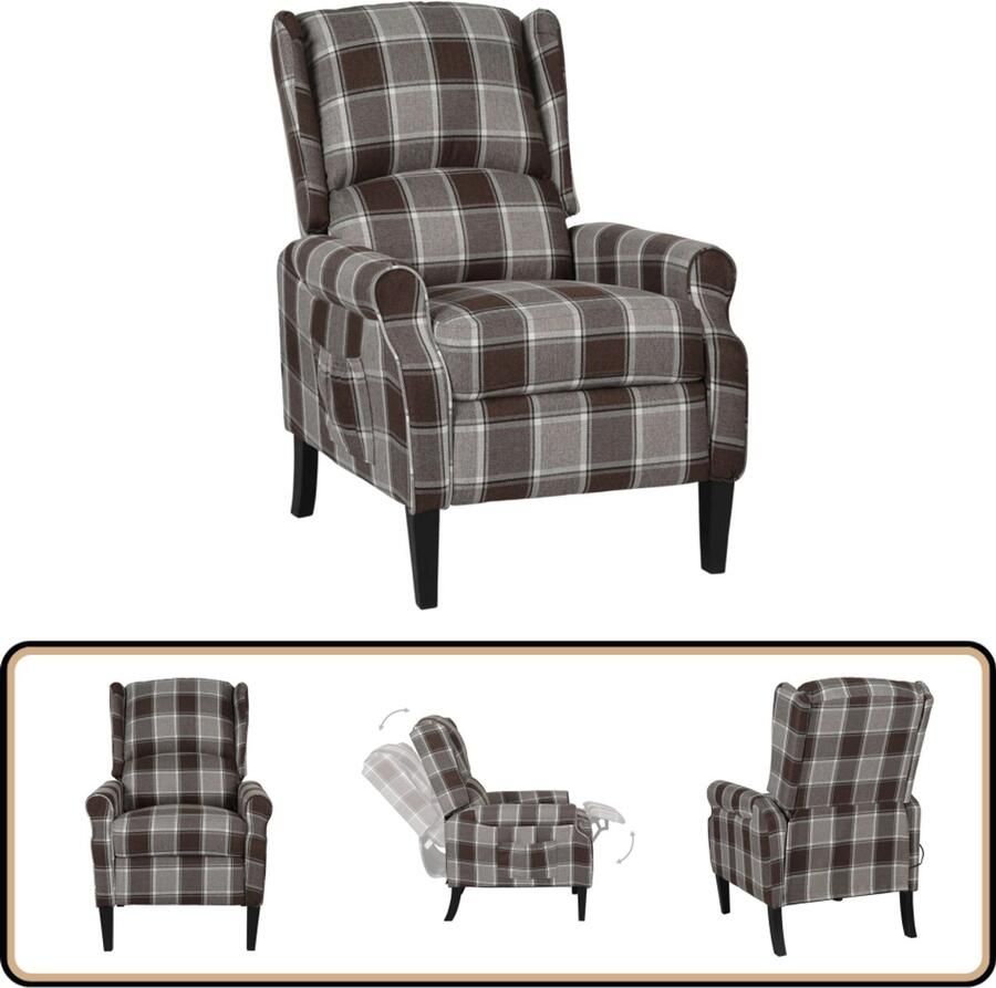 VidaXL Fauteuil Stof Verstelbaar Bruin Fauteuil Verstelbaar Stoelen Lounge Relaxfauteuil Fauteuils Bruine Loungestoel