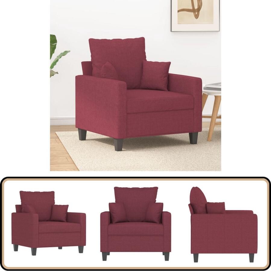 VidaXL Fauteuil Stof Wijnrood 60 cm Fauteuil Lounge Stoel Rode Stoffen Fauteuil Designstoel Vintage Fauteuil