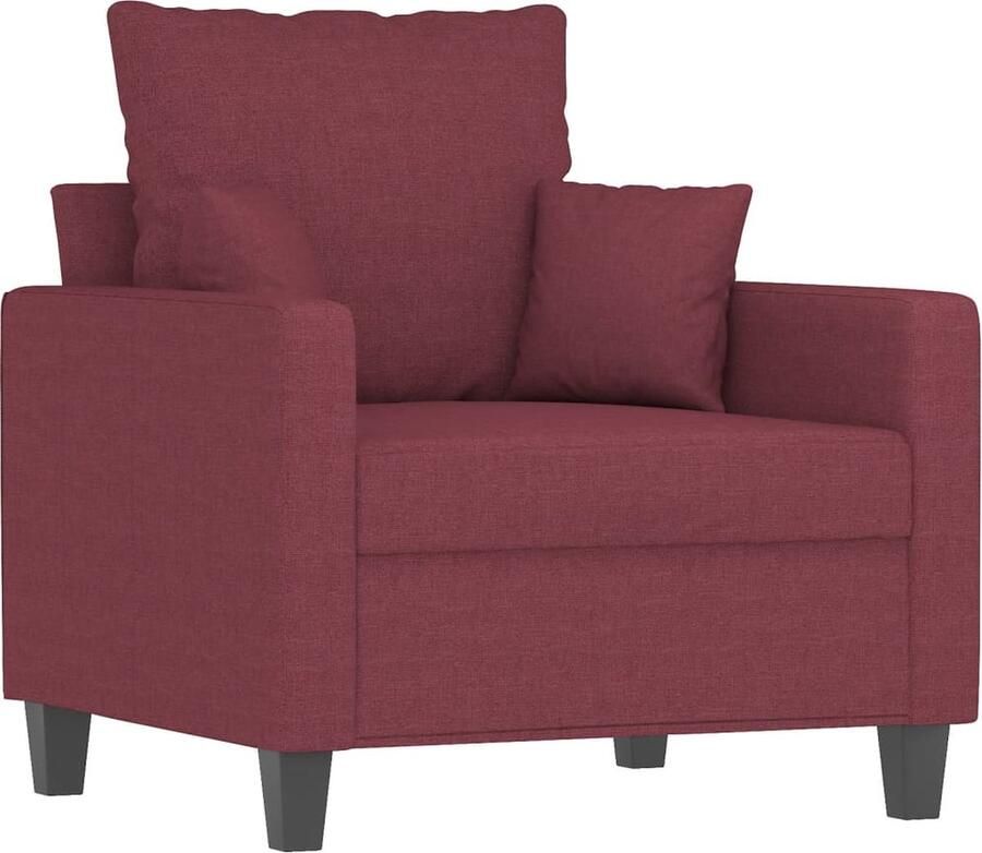 The Living Store Fauteuil 60 cm stof wijnrood Fauteuil Lounge Stoel Rode Stoffen Fauteuil Designstoel Vintage Fauteuil