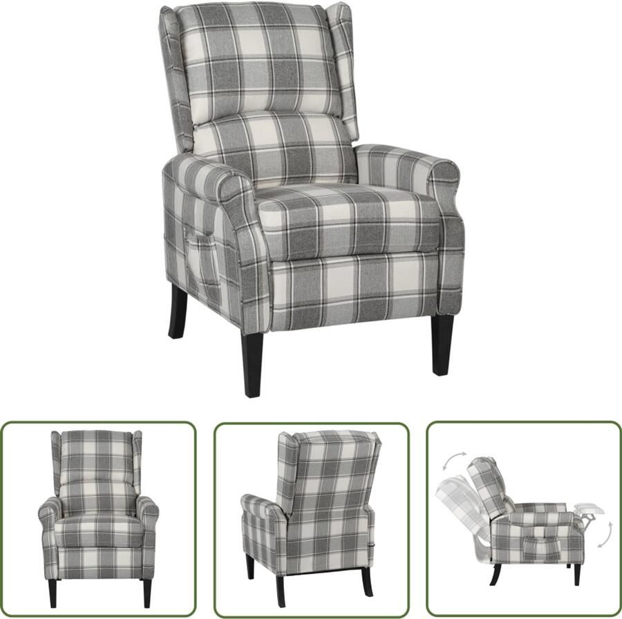 VidaXL Fauteuil Stof Witgrijs Comfort en Stijl Verstelbare Armstoel Lounge Stoel Relaxfauteuil Fauteuils Stoelen Woonaccessoires Grijs