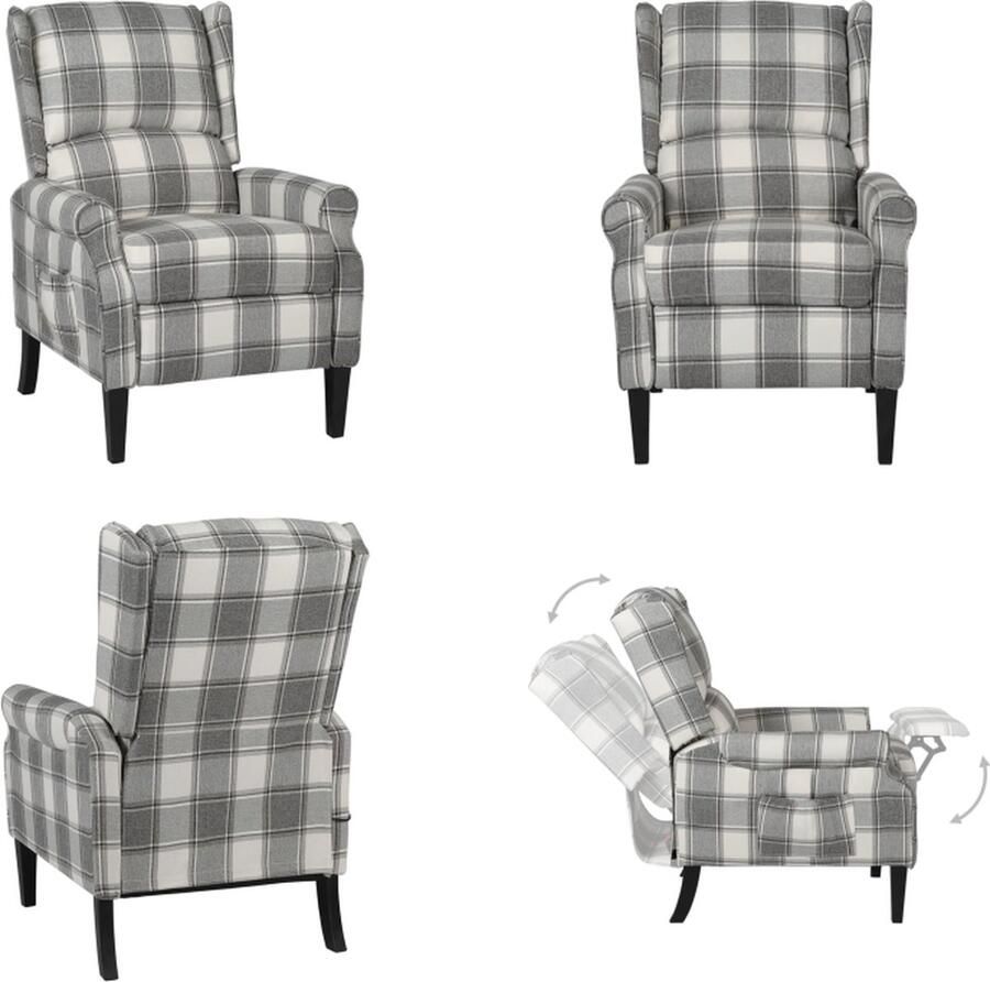 VidaXL Fauteuil stof witgrijs Stoel Stoelen Leunstoel Leunstoelen