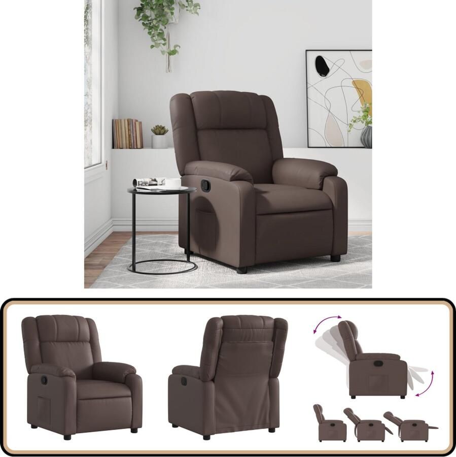 VidaXL Fauteuil Verstelbaar Bruin Kunstleer Comfortabele Fauteuil Verstelbare Stoel Lounge Stoel Relaxfauteuil Bruine Fauteuil