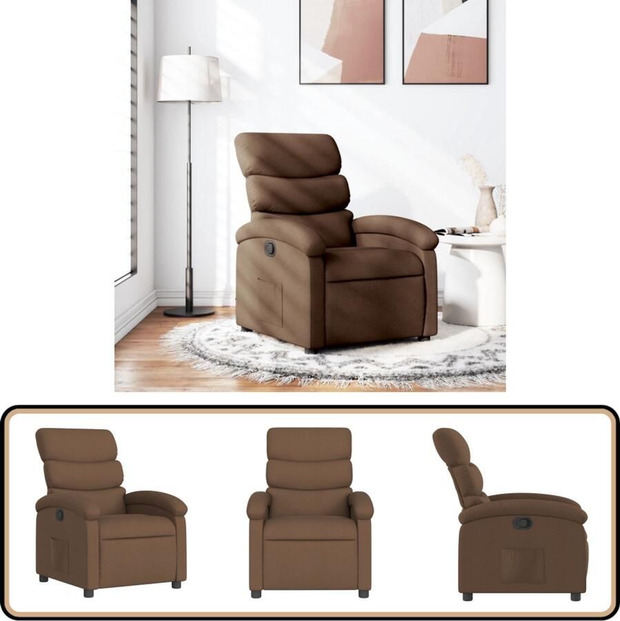 VidaXL Fauteuil Verstelbaar Bruin Stof Comfort Verstelbare Fauteuil Fauteuils Lounge Stoel Relaxfauteuil Leesstoel