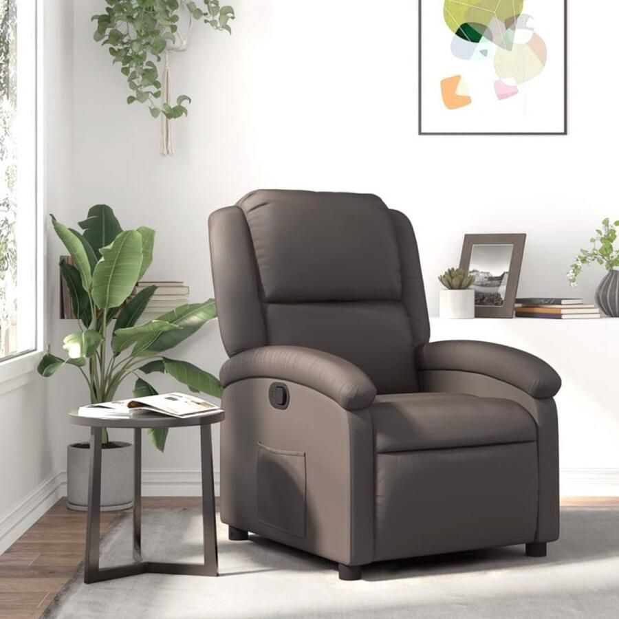 VidaXL Fauteuil Verstelbaar Echt Leer Donkerbruin Fauteuil Fauteuils Leunstoel Relaxfauteuil