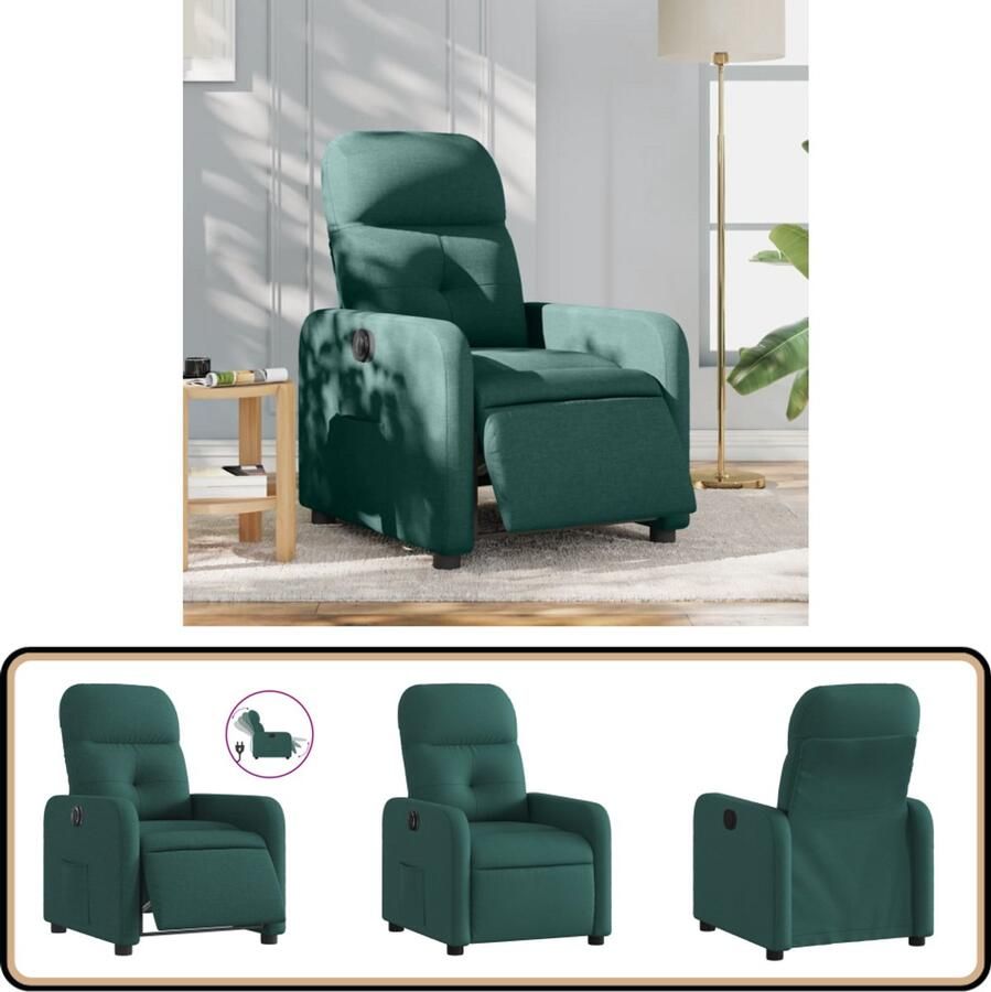 VidaXL Fauteuil Verstelbaar Elektrisch Donkergroen Elektrisch Verstelbare Fauteuil Elektrisch Verstelbare Fauteuils Relaxfauteuil Draaifauteuil