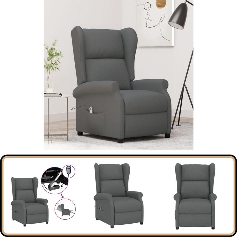 VidaXL Fauteuil Verstelbaar Elektrisch Grijs Verstelbare Fauteuil Elektrische Fauteuil Loungestoel Relaxfauteuil Armstoel Grijze Fauteuil