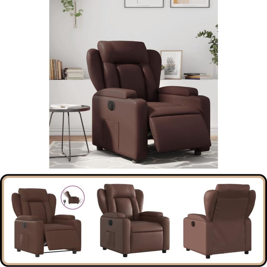 VidaXL Fauteuil Verstelbaar Elektrisch Kunstleer Bruin Elektrische Fauteuil Verstelbare Fauteuil Loungefauteuil Lederlook Fauteuil Relaxfauteuil