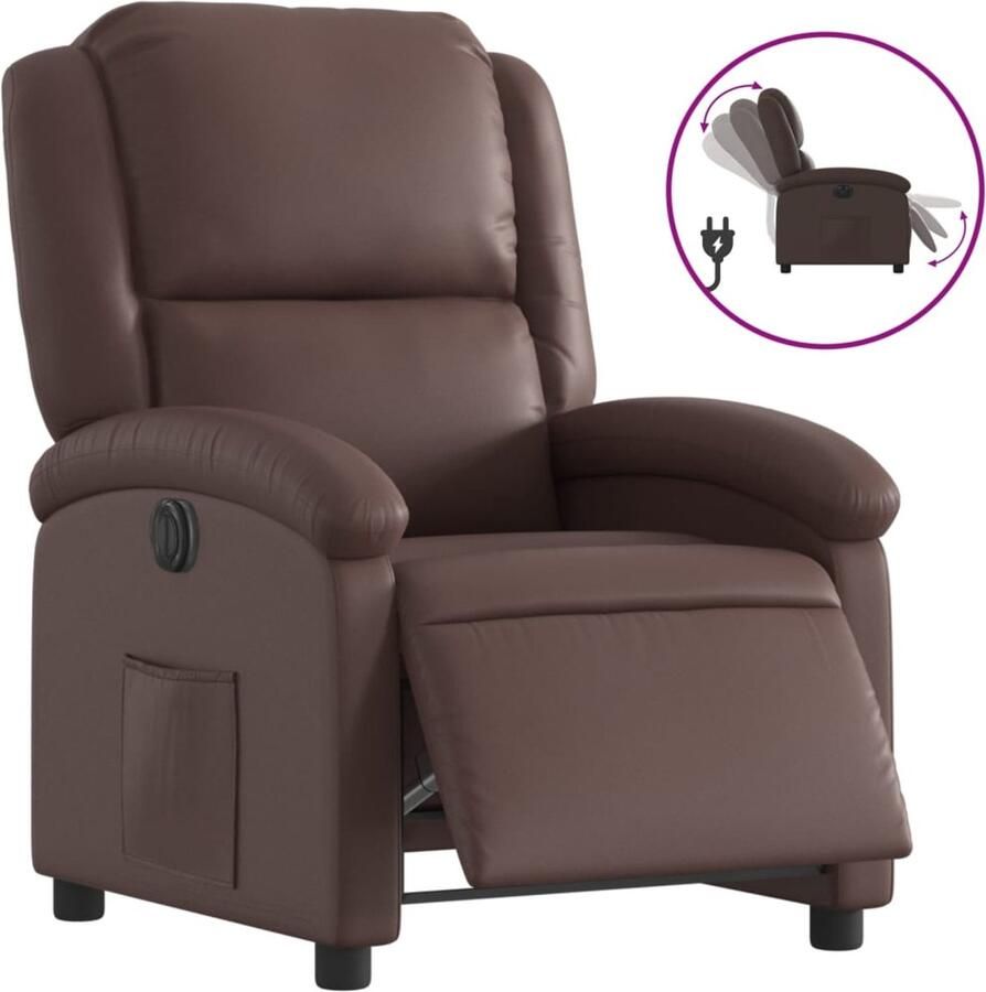 VidaXL Fauteuil verstelbaar elektrisch kunstleer bruin - Foto 4
