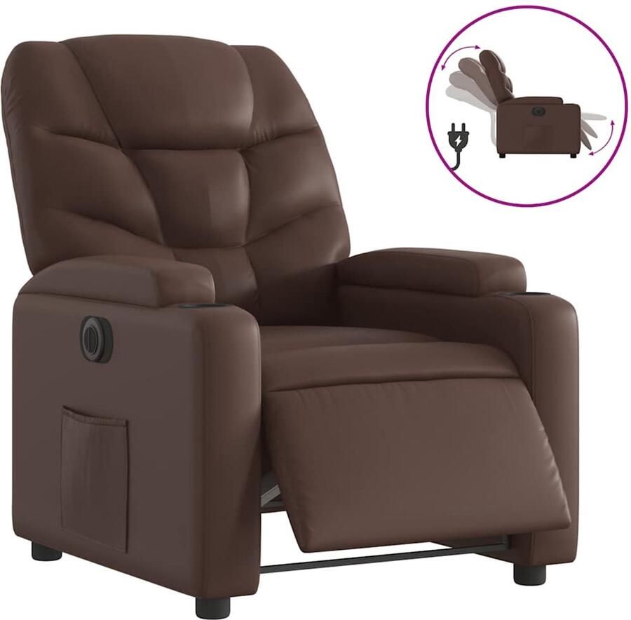 VidaXL Fauteuil verstelbaar elektrisch kunstleer bruin