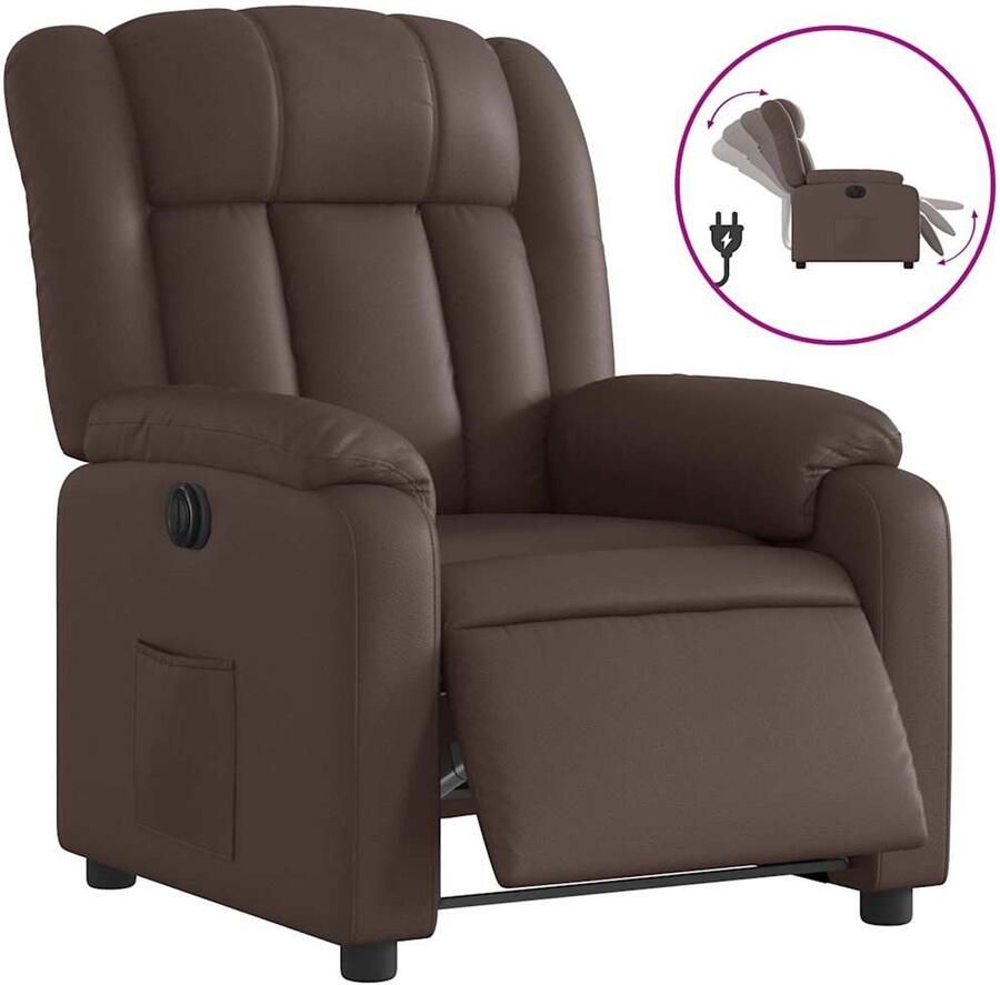VidaXL Fauteuil verstelbaar elektrisch kunstleer bruin