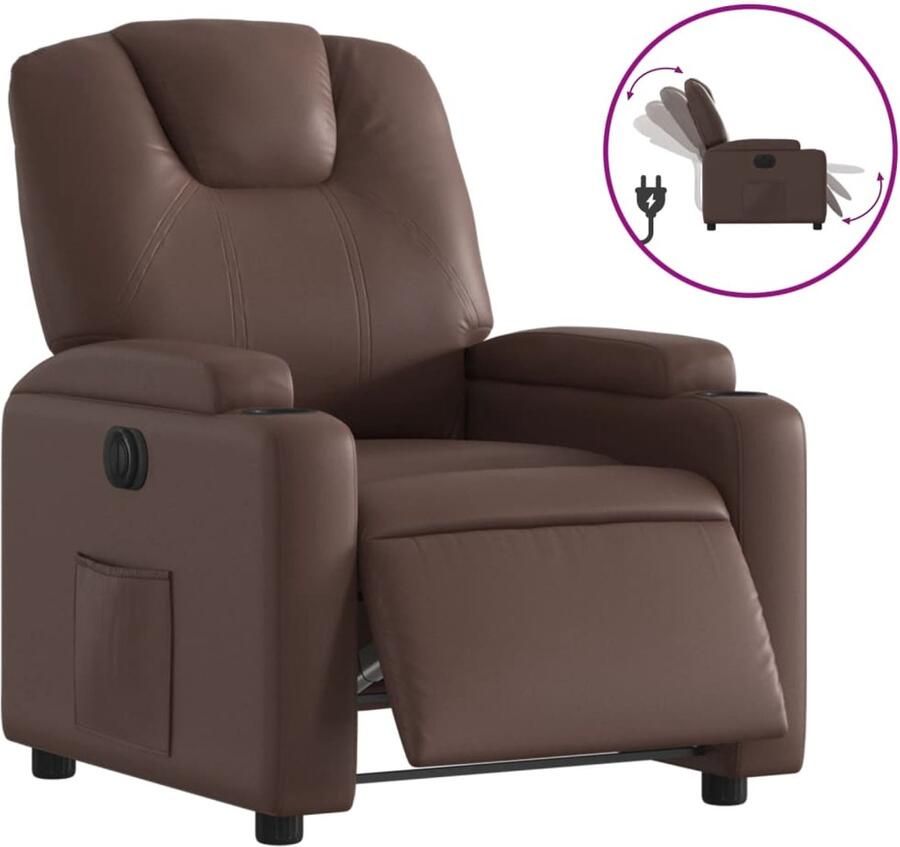 VidaXL Fauteuil verstelbaar elektrisch kunstleer bruin