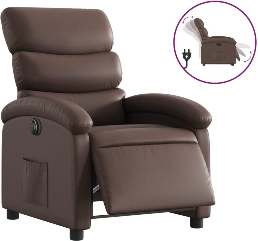 VidaXL Fauteuil verstelbaar elektrisch kunstleer bruin