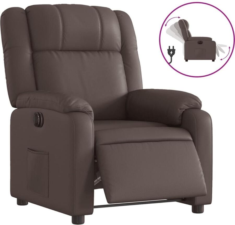 VidaXL Fauteuil verstelbaar elektrisch kunstleer bruin