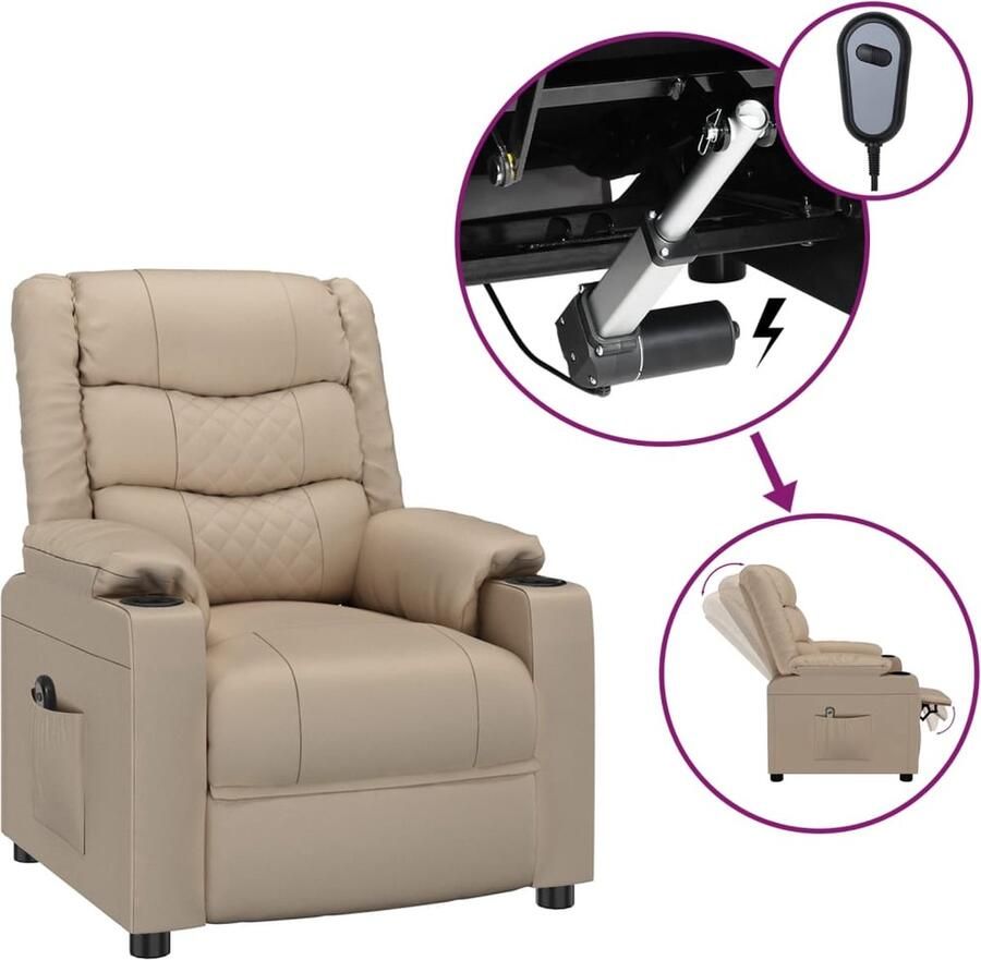VidaXL Fauteuil verstelbaar elektrisch kunstleer cappuccinokleurig - Foto 4