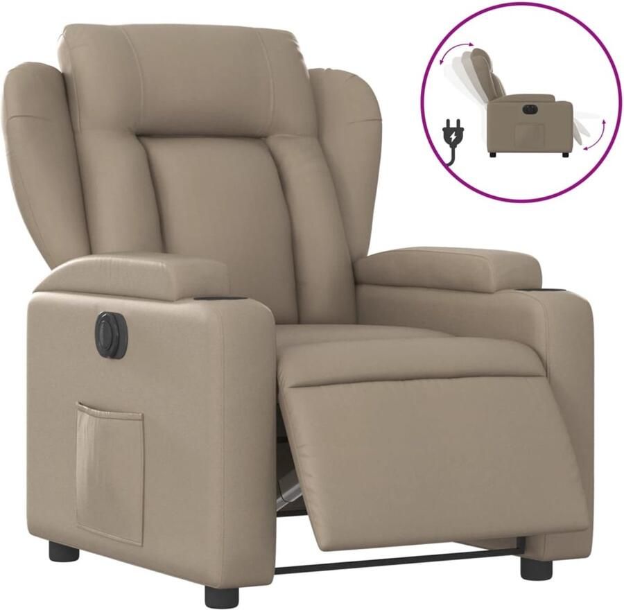 VidaXL Elektrische Fauteuil Kunstleer Cappuccino Elektrische Fauteuil Loungestoel Kunstleder Fauteuil Relaxfauteuil Ergonomische Stoel