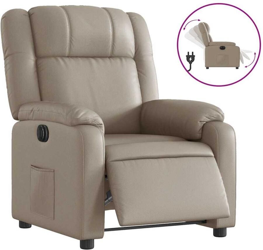 VidaXL Fauteuil verstelbaar elektrisch kunstleer cappuccinokleurig