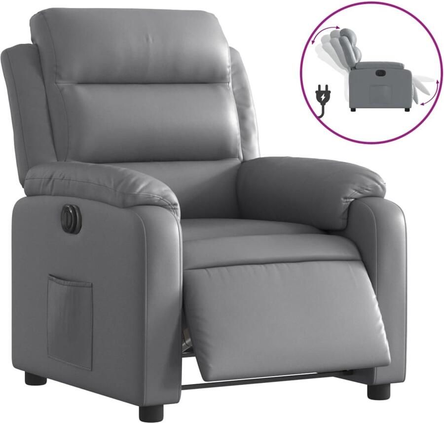 VidaXL Fauteuil verstelbaar elektrisch kunstleer grijs