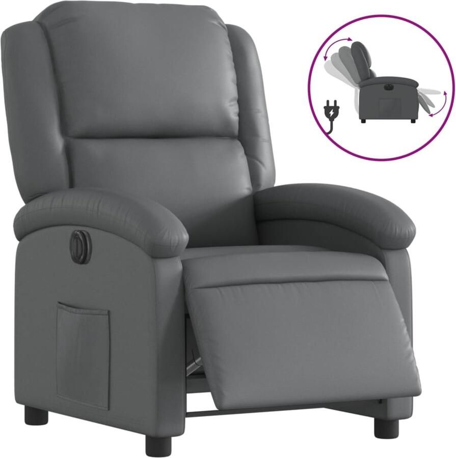 VidaXL Fauteuil verstelbaar elektrisch kunstleer grijs