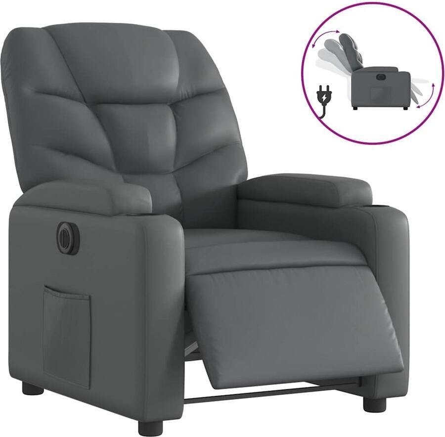 VidaXL Fauteuil verstelbaar elektrisch kunstleer grijs