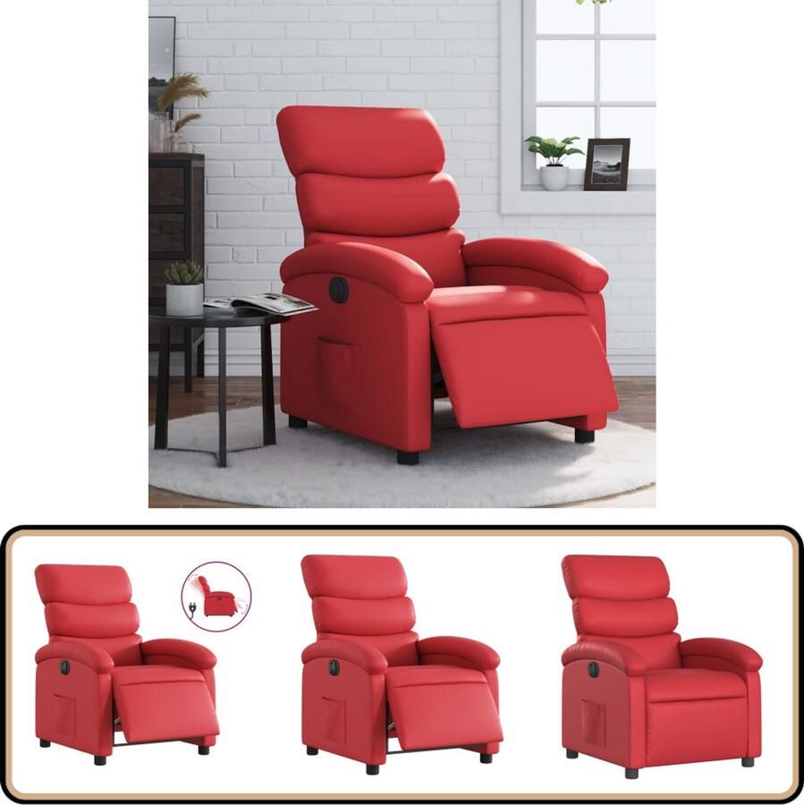 VidaXL Fauteuil Verstelbaar Elektrisch Kunstleer Rood Elektrische Fauteuil Verstelbare Fauteuil Lederlook Fauteuil Lounge Fauteuil Relaxfauteuil