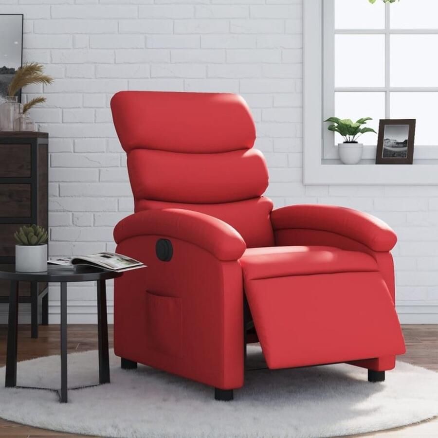 VidaXL Fauteuil verstelbaar elektrisch kunstleer rood - Foto 2