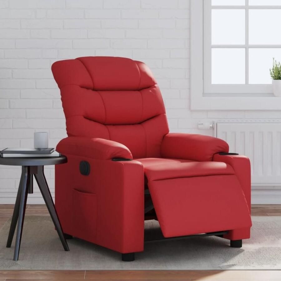 VidaXL Fauteuil verstelbaar elektrisch kunstleer rood - Foto 2