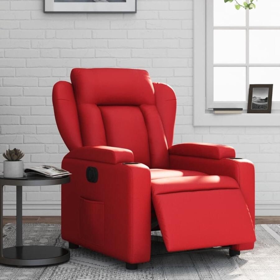 VidaXL Fauteuil verstelbaar elektrisch kunstleer rood - Foto 2