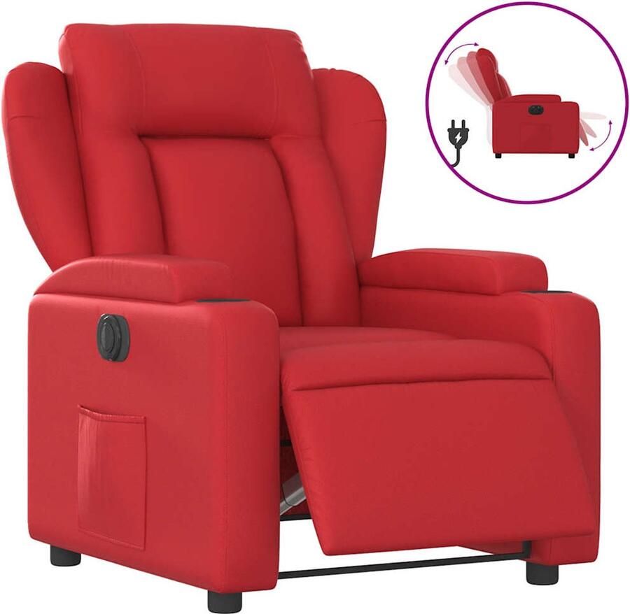 VidaXL Fauteuil verstelbaar elektrisch kunstleer rood
