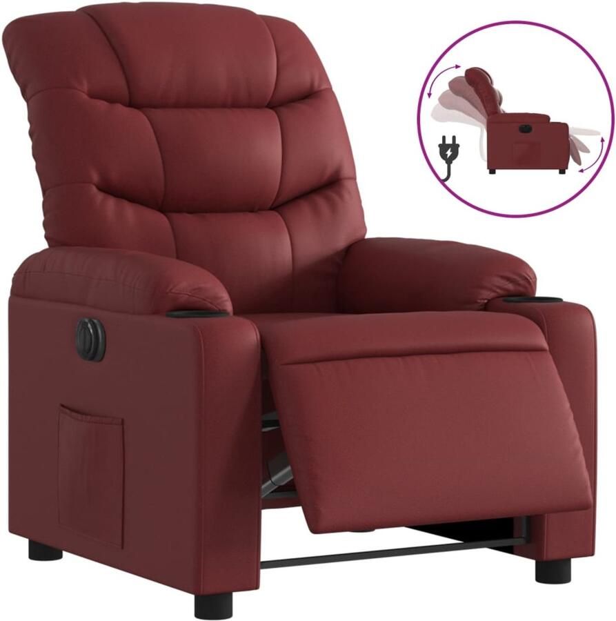 VidaXL Fauteuil verstelbaar elektrisch kunstleer wijnrood