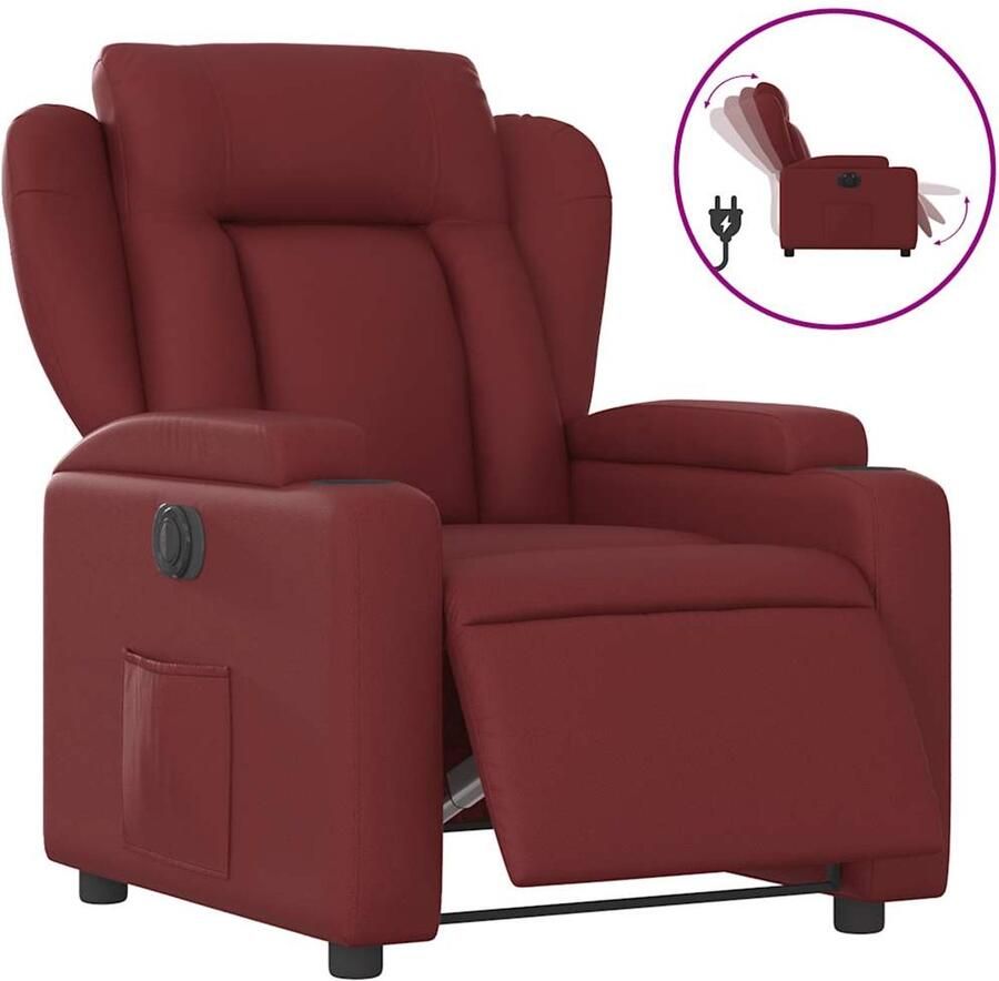 VidaXL Fauteuil verstelbaar elektrisch kunstleer wijnrood