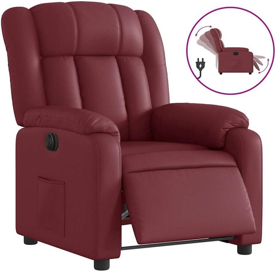 VidaXL Fauteuil verstelbaar elektrisch kunstleer wijnrood