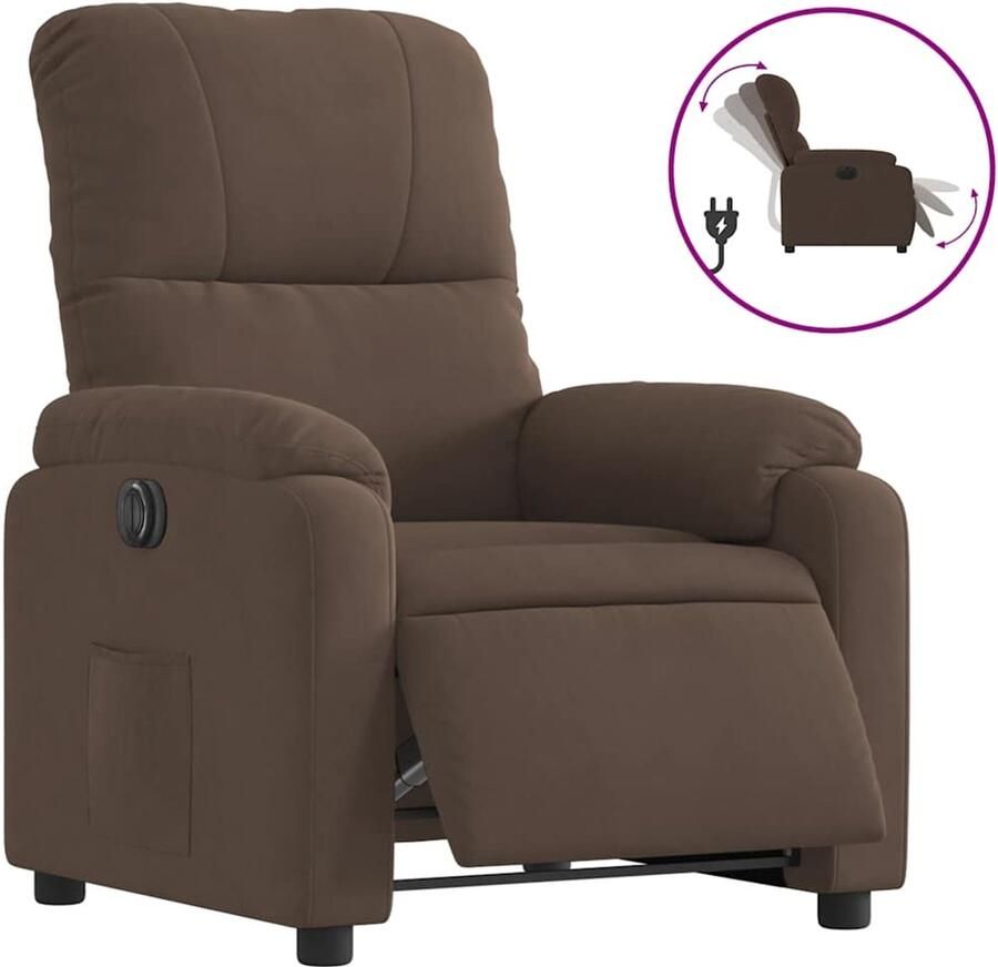 VidaXL Fauteuil verstelbaar elektrisch microvezelstof bruin