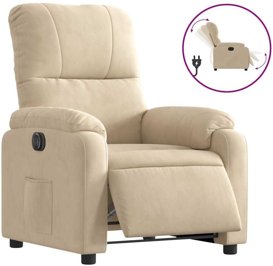 VidaXL Fauteuil verstelbaar elektrisch microvezelstof crèmekleurig