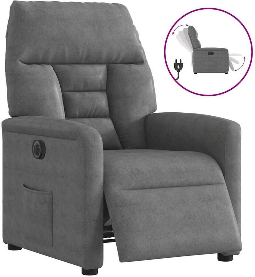 VidaXL Fauteuil verstelbaar elektrisch microvezelstof donkergrijs