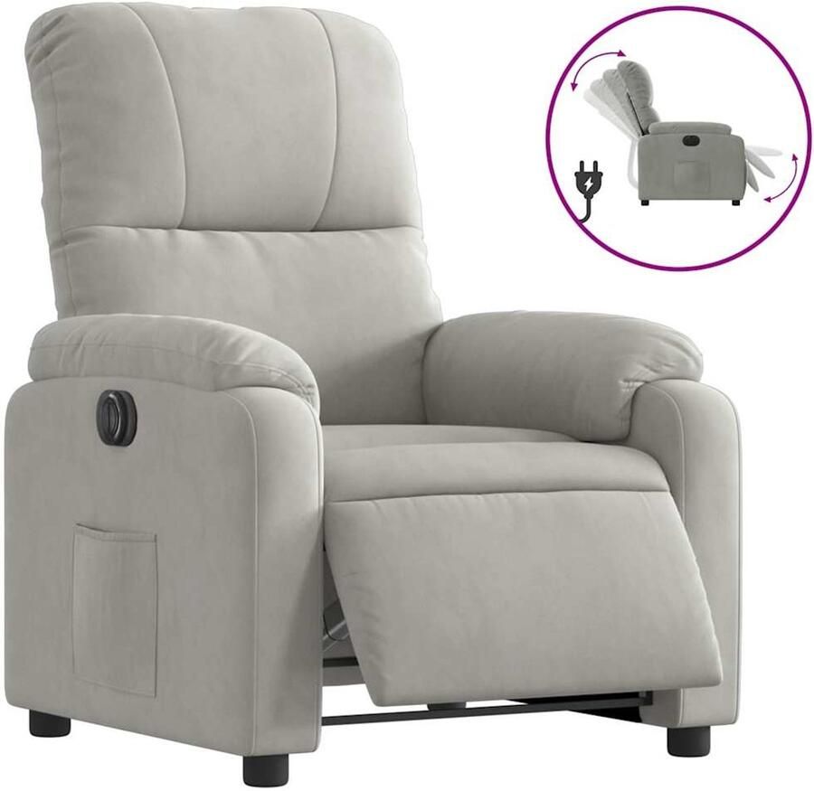 VidaXL Fauteuil verstelbaar elektrisch microvezelstof lichtgrijs