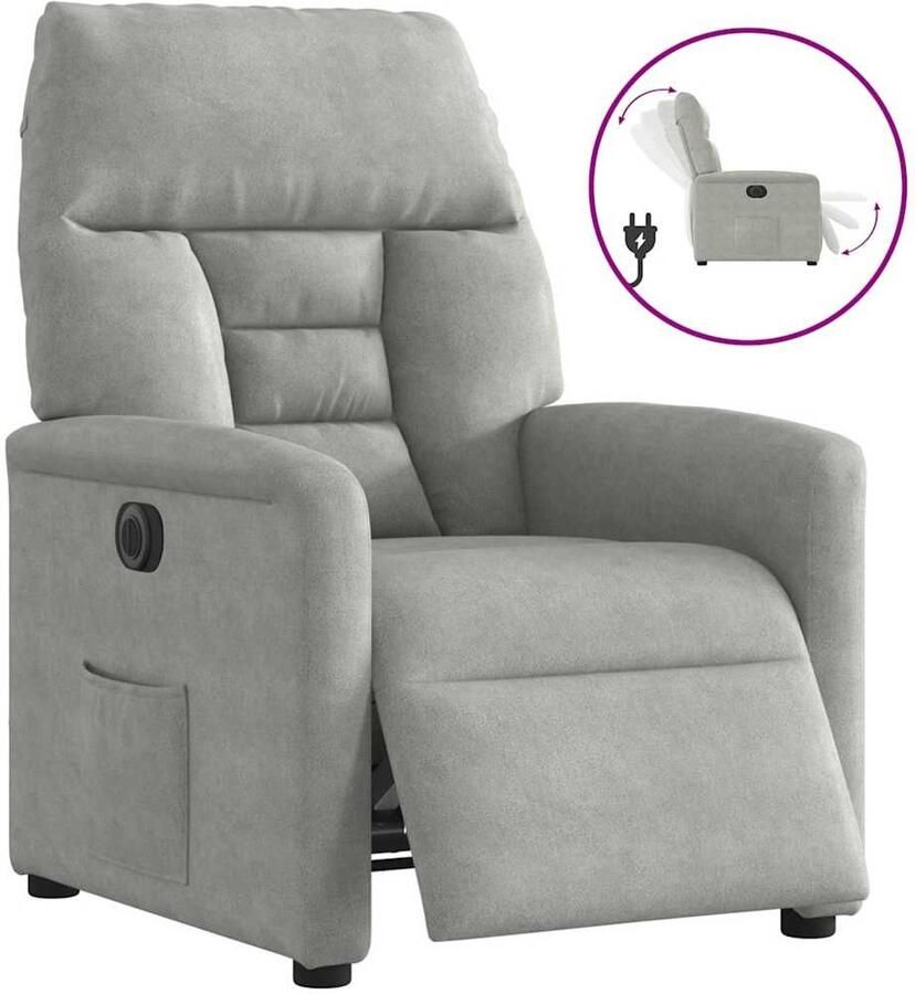 VidaXL Fauteuil verstelbaar elektrisch microvezelstof lichtgrijs