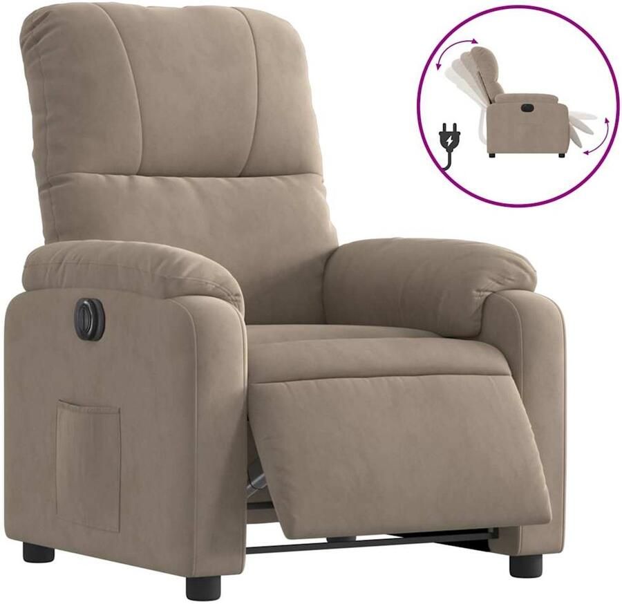 VidaXL Fauteuil verstelbaar elektrisch microvezelstof taupe