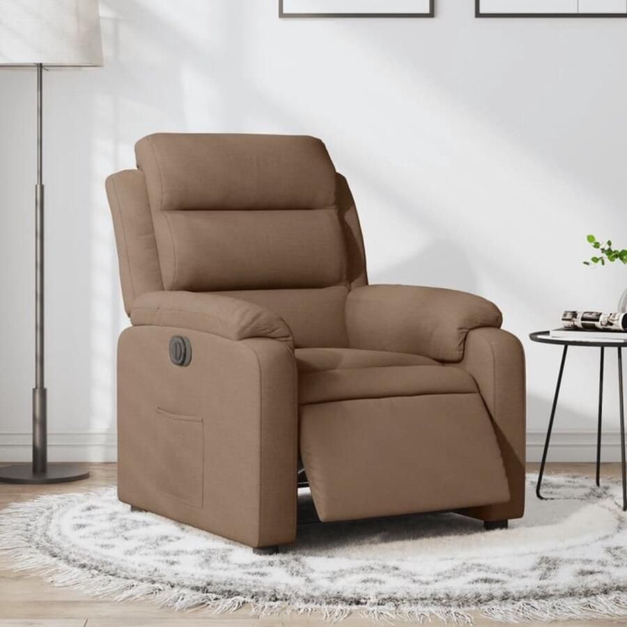 VidaXL Fauteuil verstelbaar elektrisch stof bruin - Foto 2