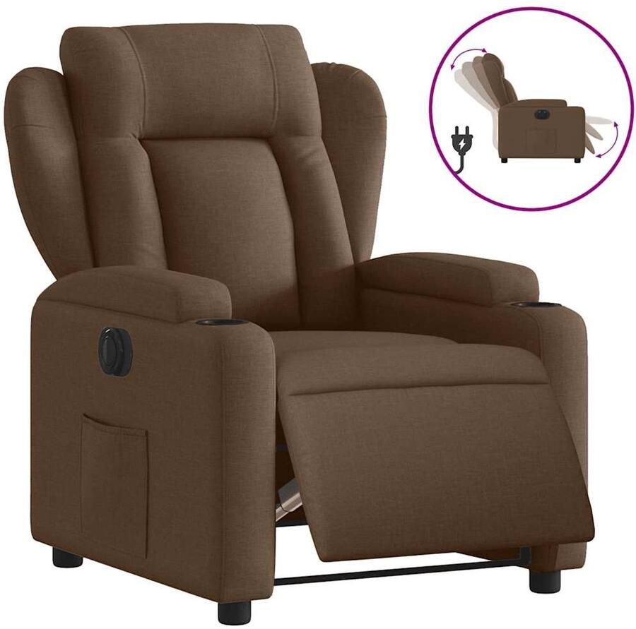 Vida xl vidaXL Fauteuil verstelbaar elektrisch stof bruin-VXL-3204462