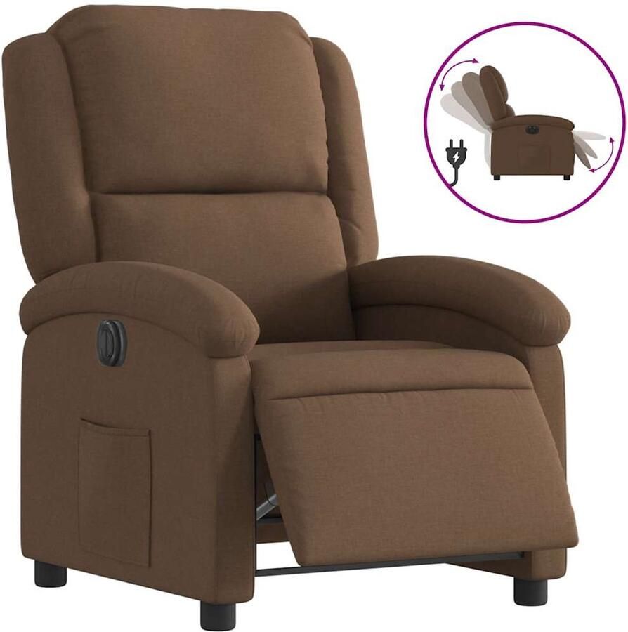 VidaXL Fauteuil verstelbaar elektrisch stof bruin - Foto 2