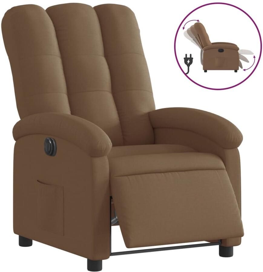 VidaXL Fauteuil verstelbaar elektrisch stof bruin