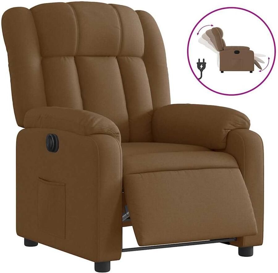 VidaXL Fauteuil verstelbaar elektrisch stof bruin