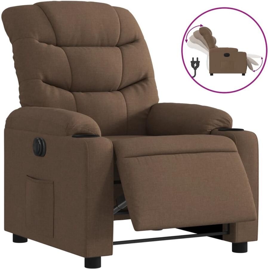 VidaXL Fauteuil verstelbaar elektrisch stof bruin