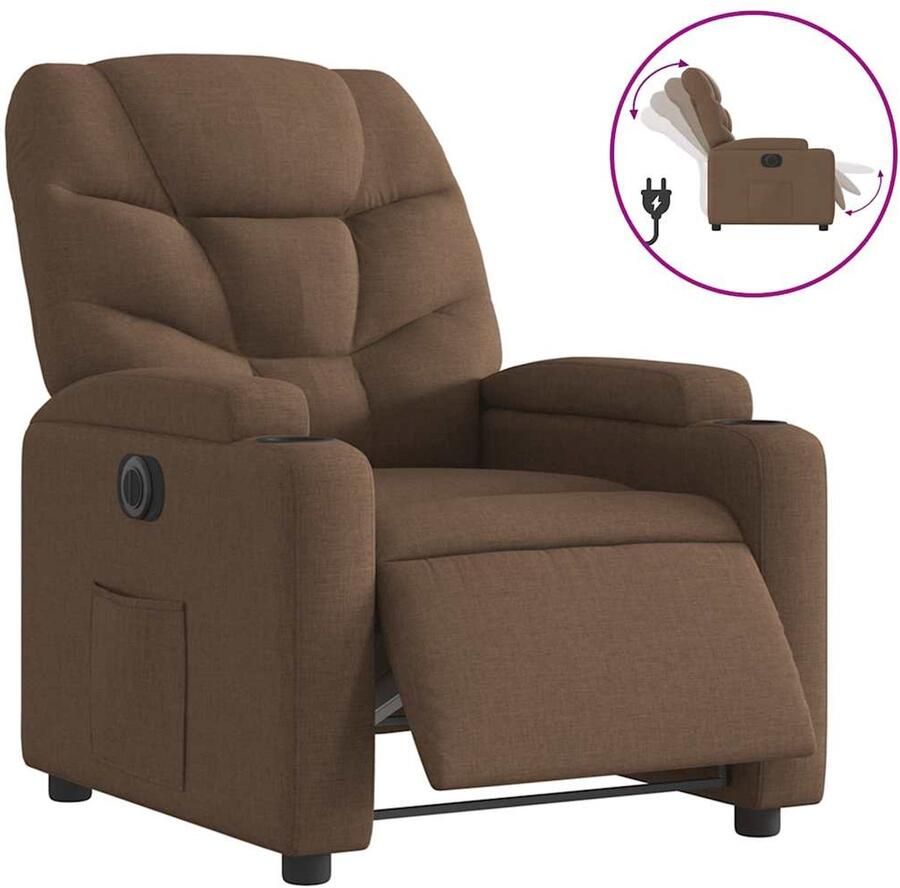 VidaXL Fauteuil verstelbaar elektrisch stof bruin