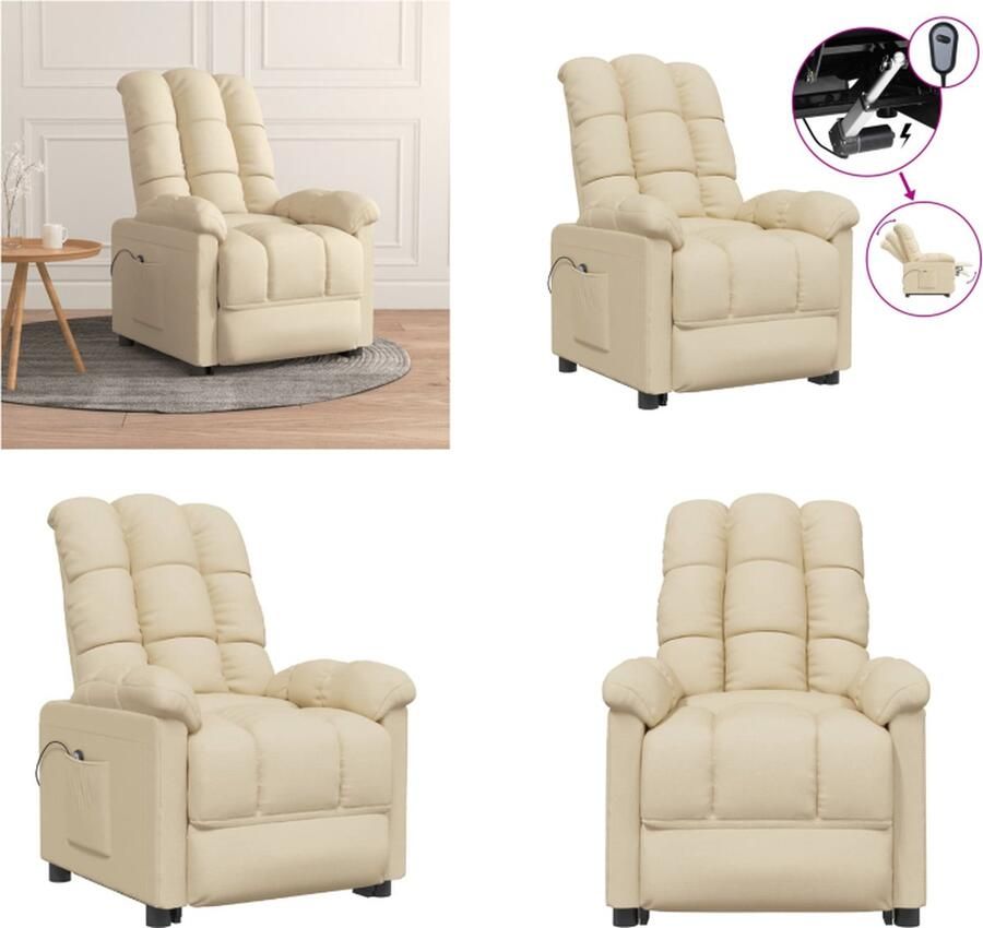 VidaXL Fauteuil verstelbaar elektrisch stof crèmekleurig Fauteuil Fauteuils Leunstoel Armstoel