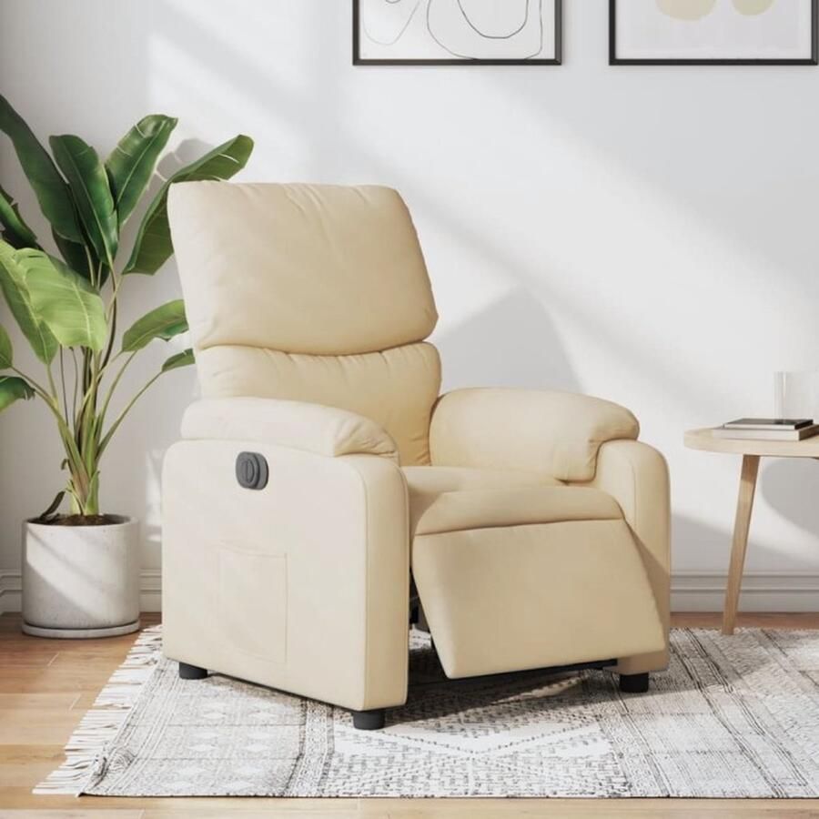 VidaXL Fauteuil verstelbaar elektrisch stof crèmekleurig - Foto 2