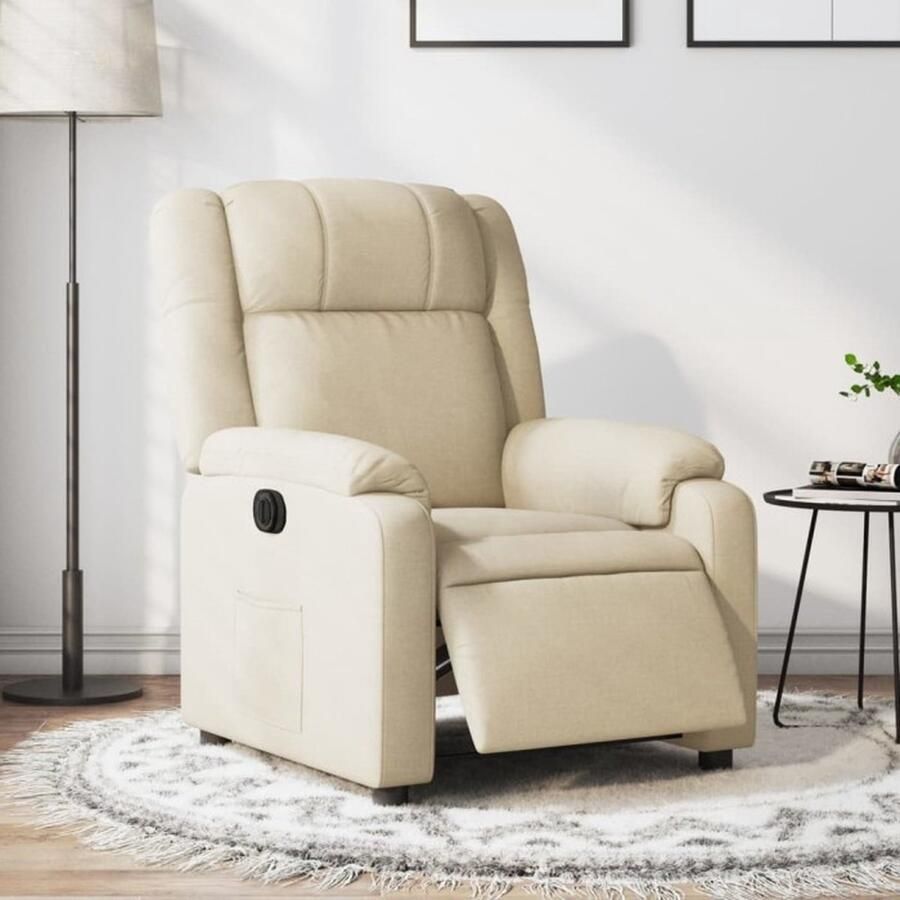 VidaXL Fauteuil verstelbaar elektrisch stof crèmekleurig - Foto 6