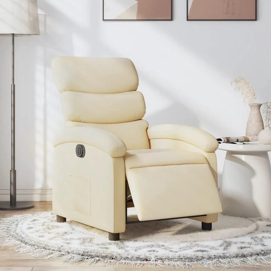 VidaXL Massagestoel Elektrisch Verstelbaar crèmekleurig Elektrische Massagestoel Massagefauteuil Comfortstoelen Ergonomische Stoel Lounge Stoel